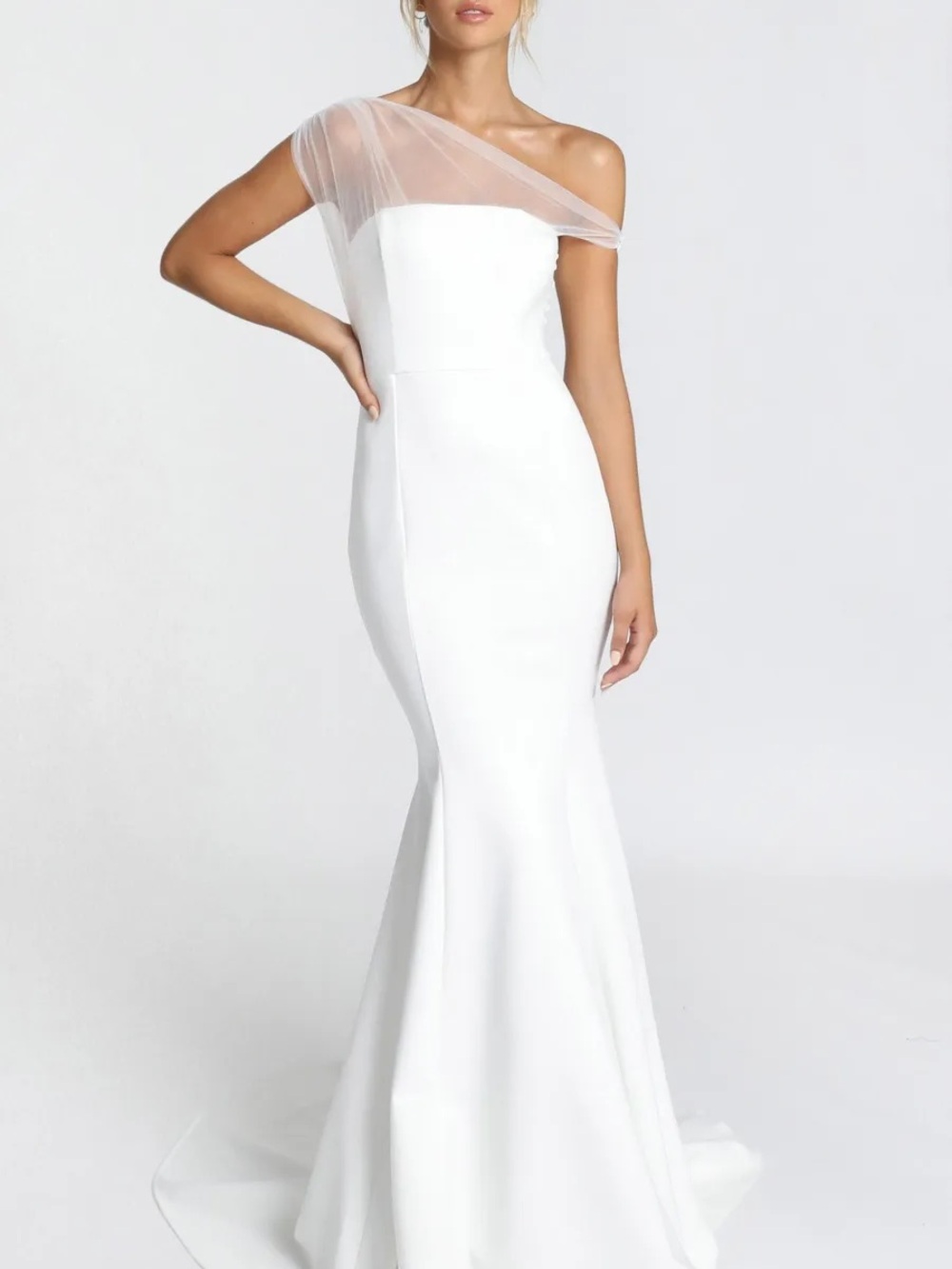Showpo White One-Shoulder Mermaid Bridal Gown